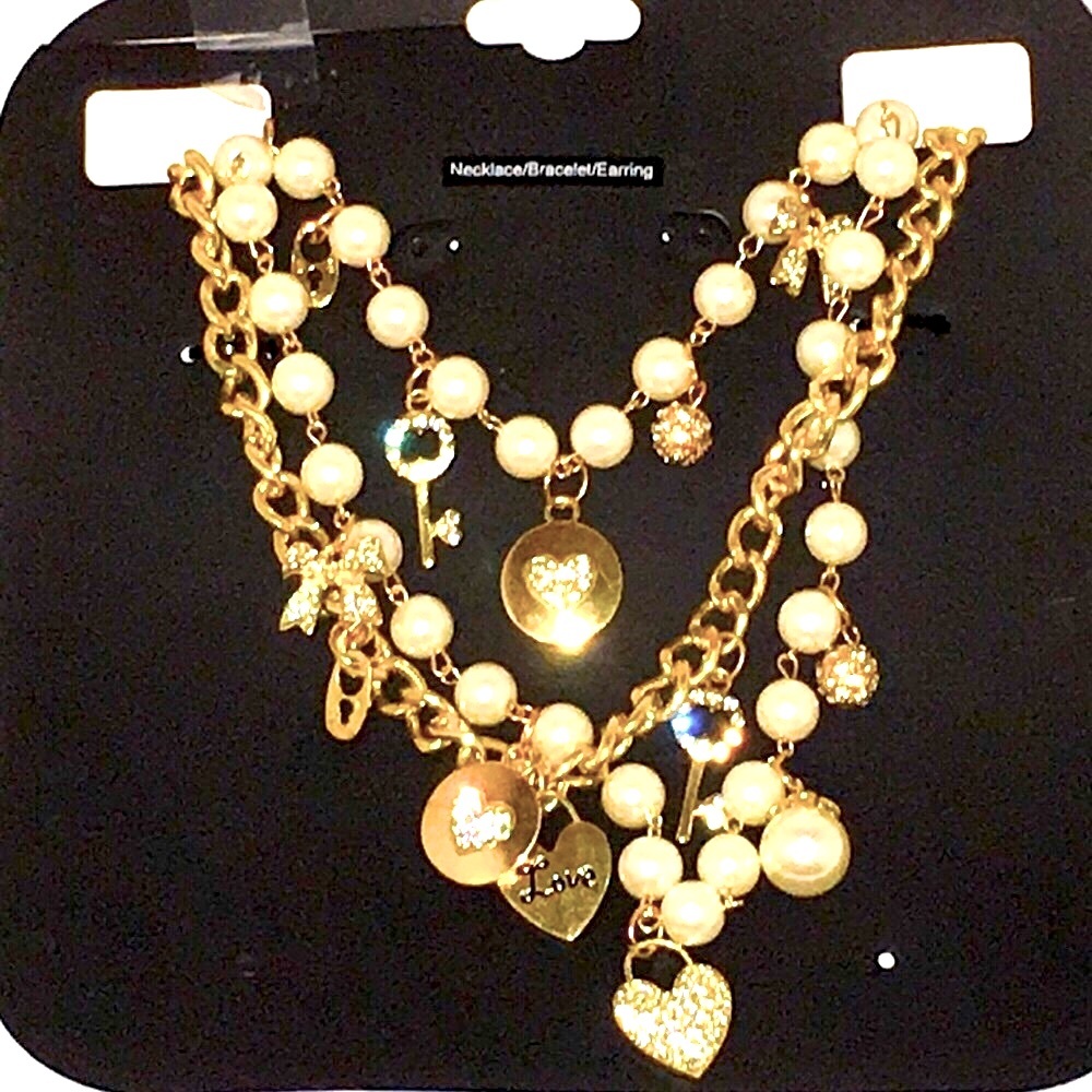 Love Key Diamond Necklace Set